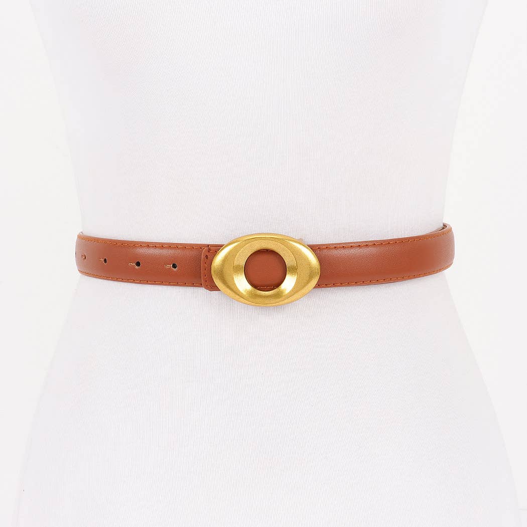 Metal Buckle Faux Leather Belt