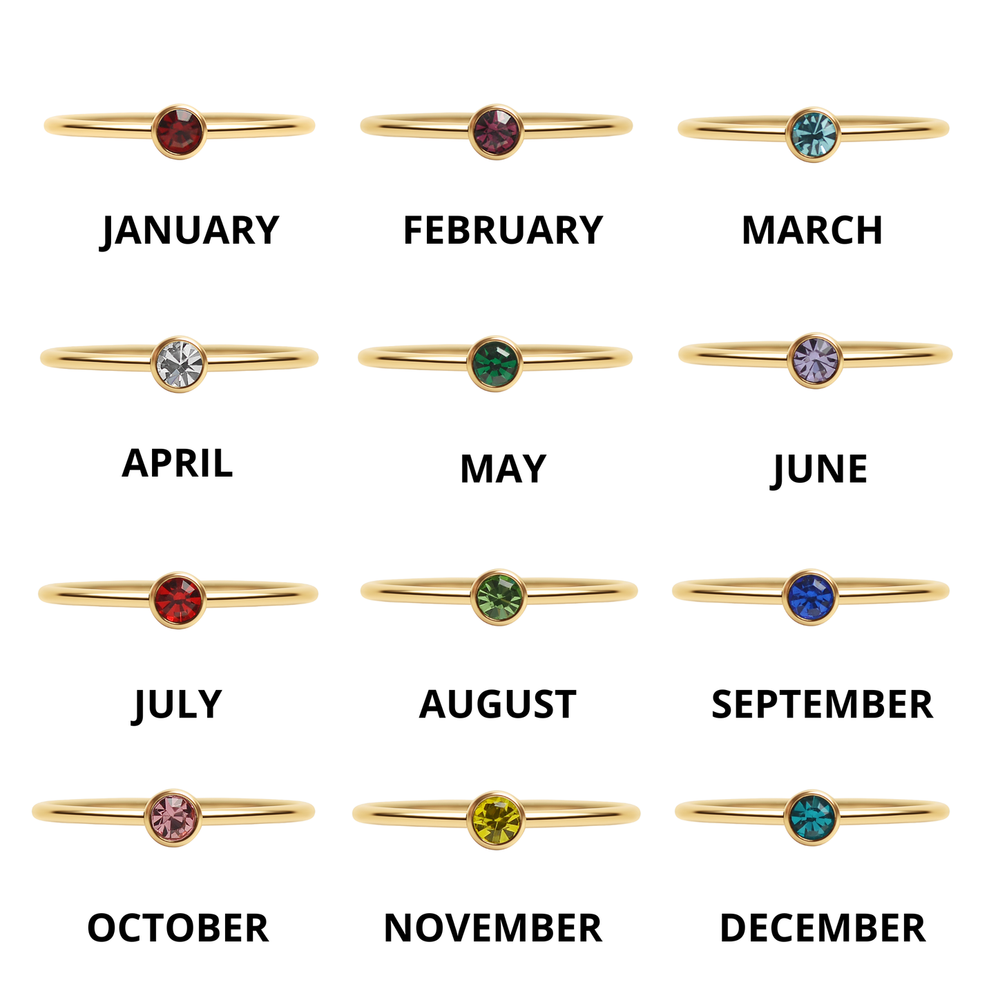 18K Birthstone Stacking Ring