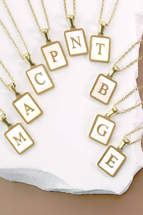 MOP  INITIAL STAINLESS STEEL TARNISH FREE NECKLACE | 40NK314