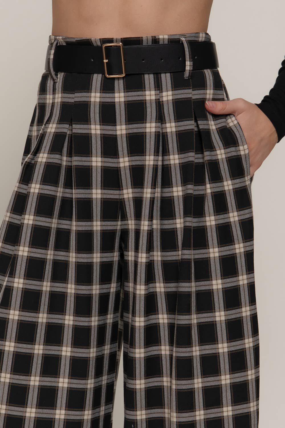 Plaid Wide Long Pants