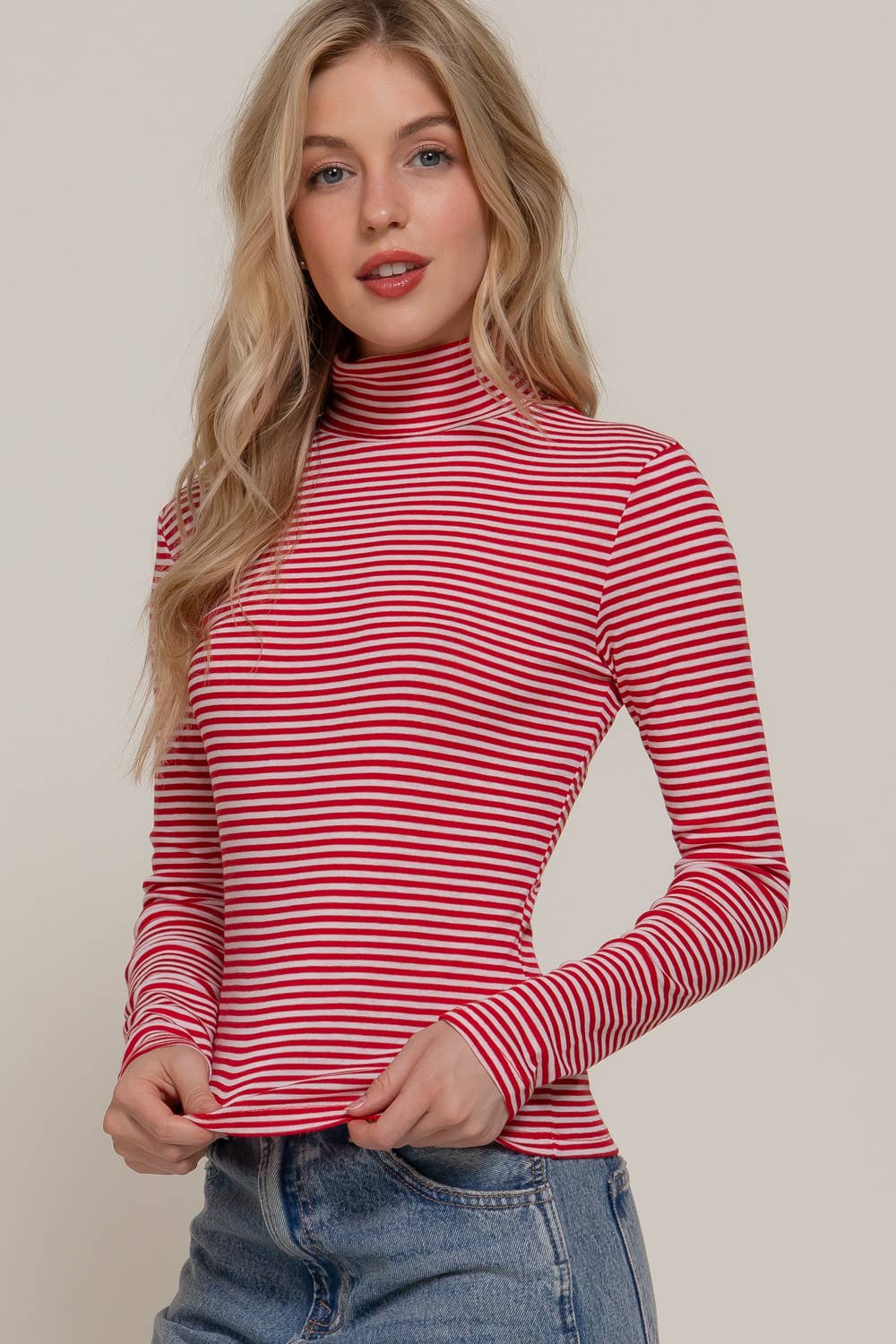 Turtle Neck Stripe Top