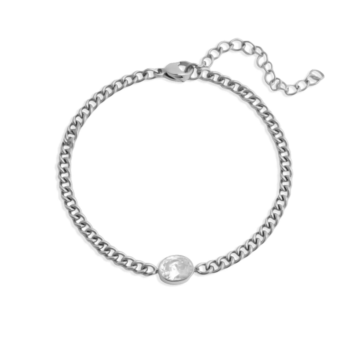 Oval Stone Curb Chain Bracelet