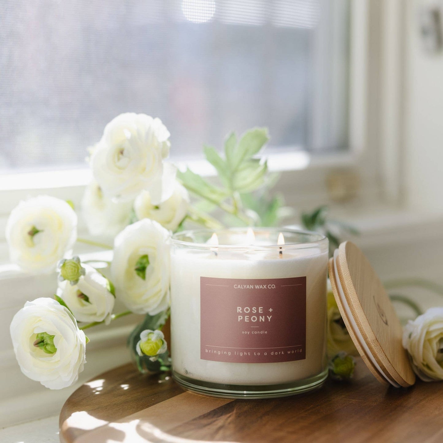 Rose + Peony - 3 Wick Soy Candle
