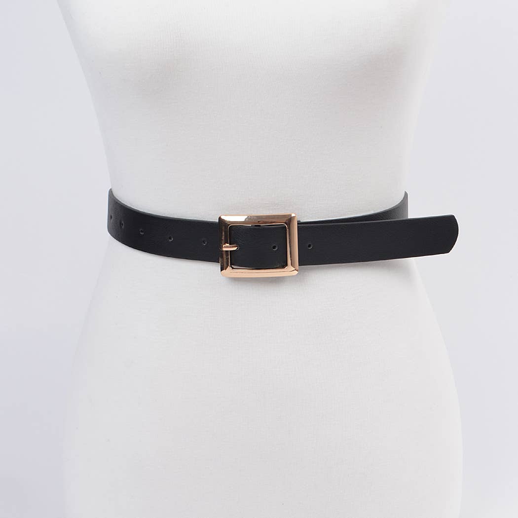 Square Buckle Faux Leather Belt