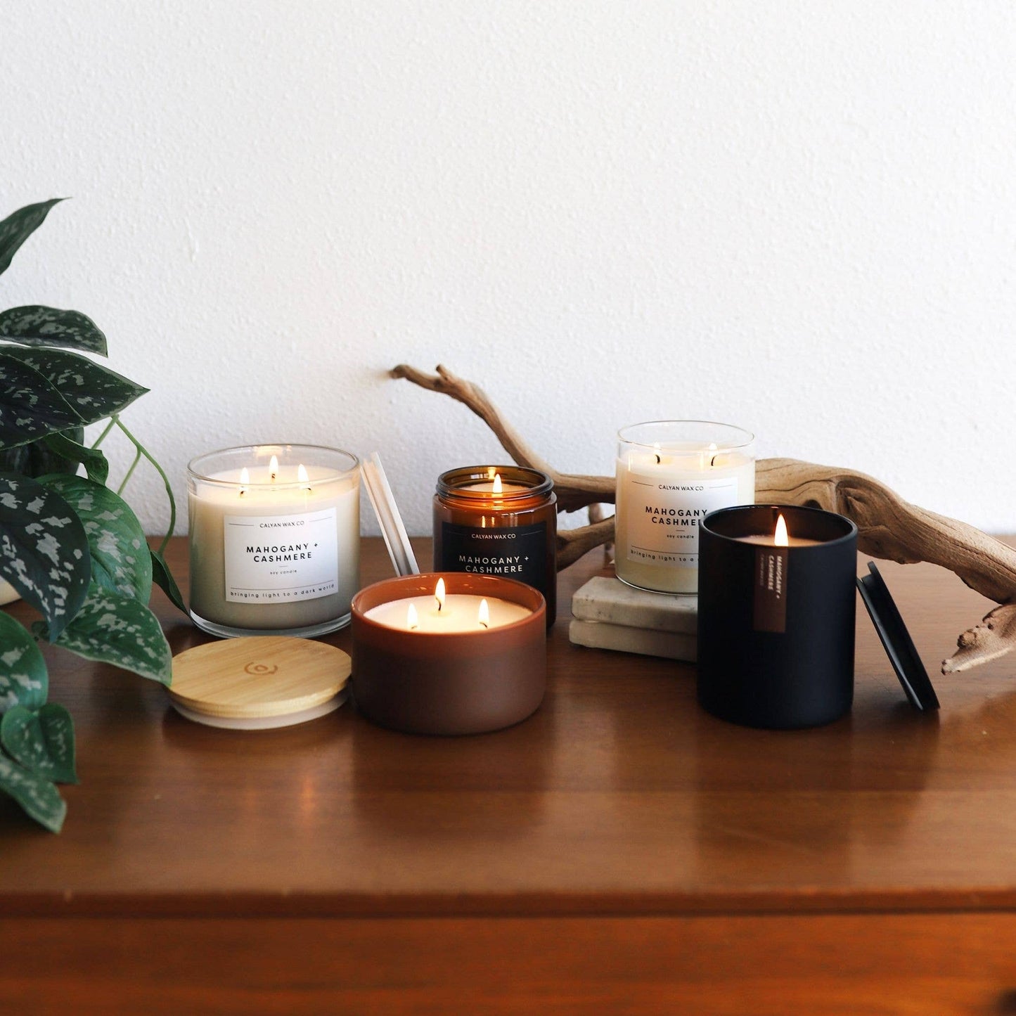 Mahogany + Cashmere 3 Wick Soy Candle
