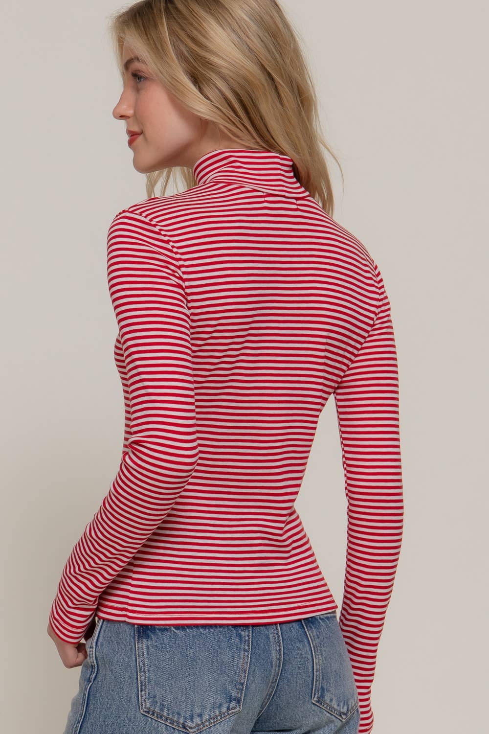 Turtle Neck Stripe Top