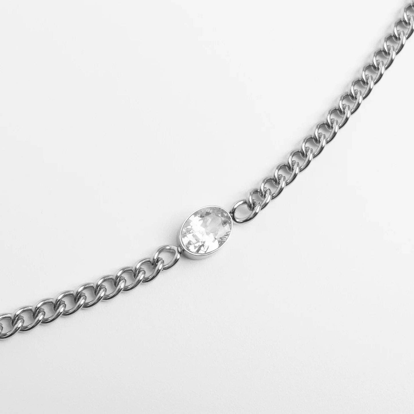 Oval Stone Curb Chain Bracelet