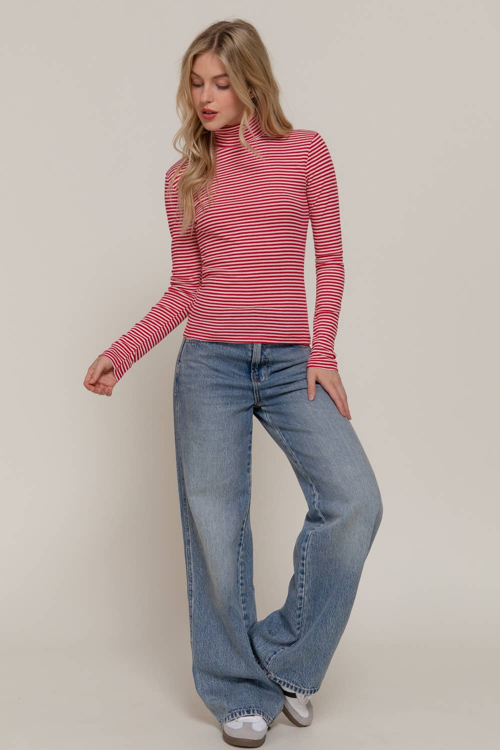 Turtle Neck Stripe Top
