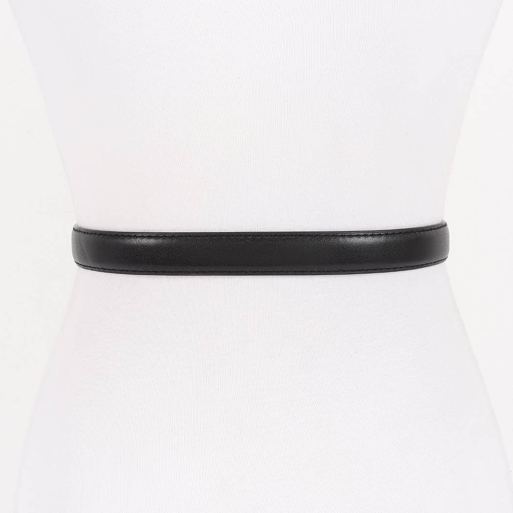 Metal Buckle Faux Leather Belt