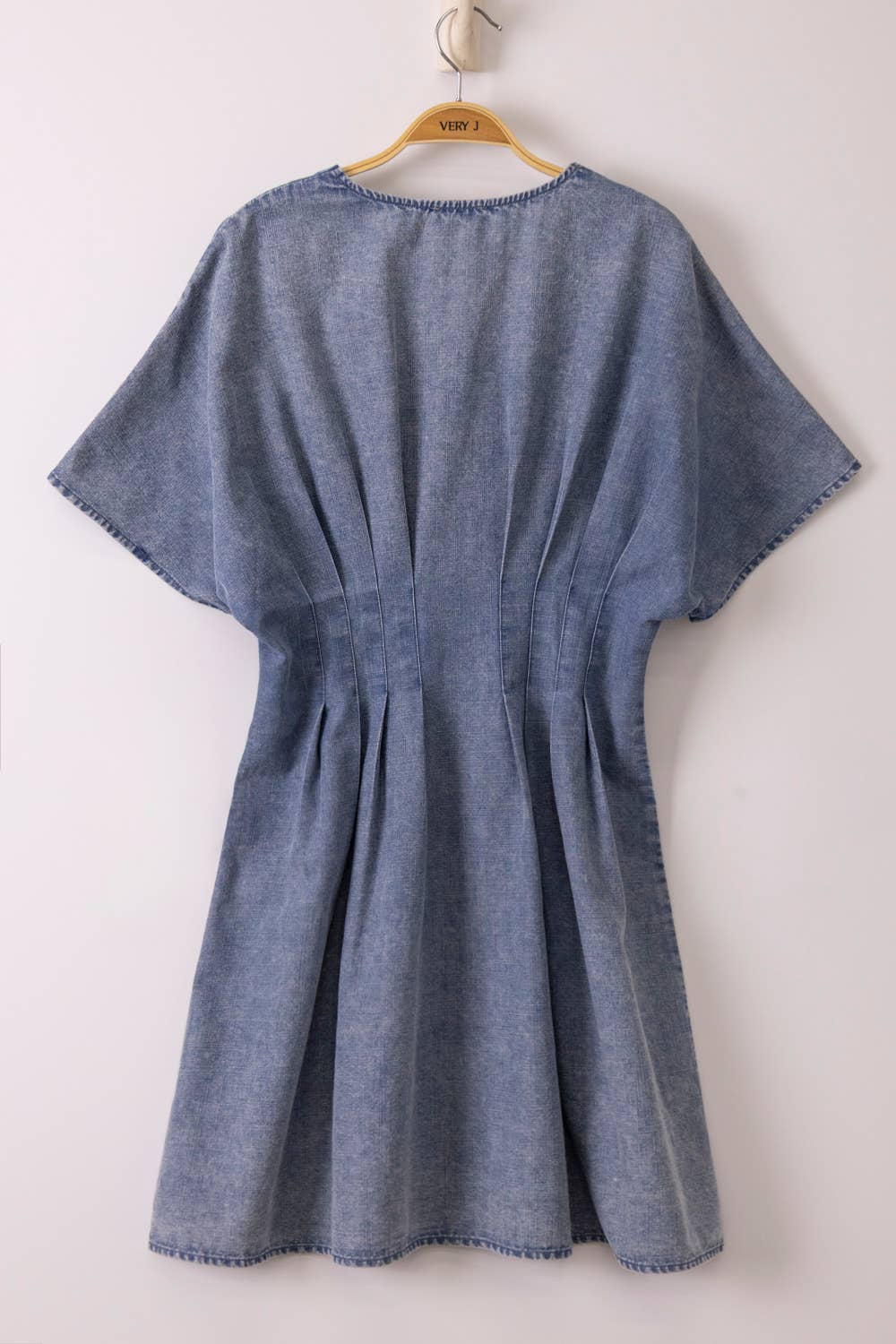 Pintuck Detail Mineral Washed Mini Dress