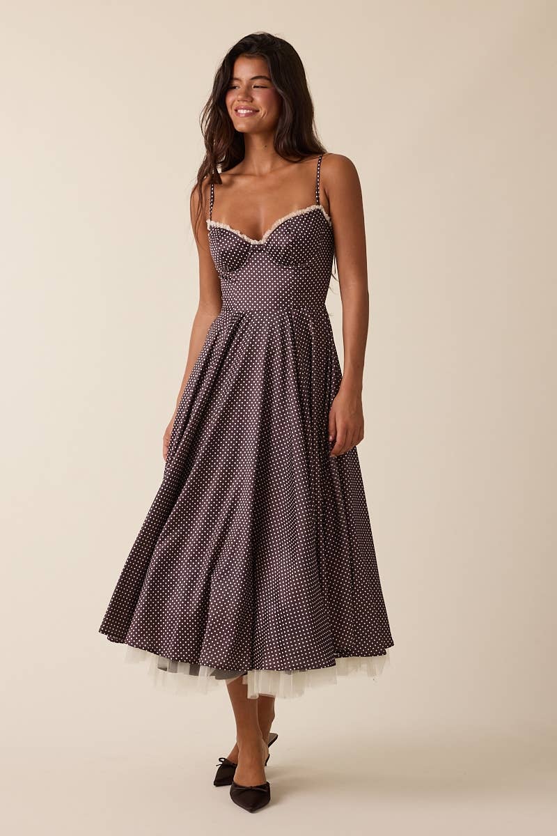 POLKA DOT LACE MIDI DRESS